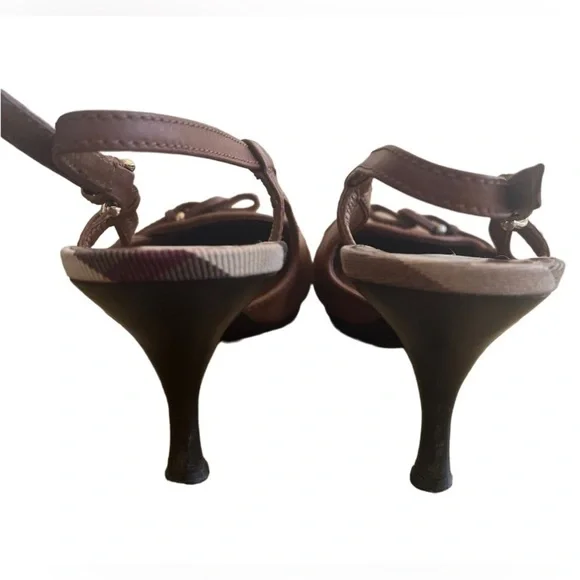 Burberry quilted patent tan leather pointed toe slingback pumps size 11 US - Picture 5 of 14